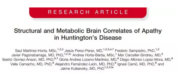 科研-亨廷顿舞蹈病患者淡漠情绪和脑结构、代谢变化的相关性研究